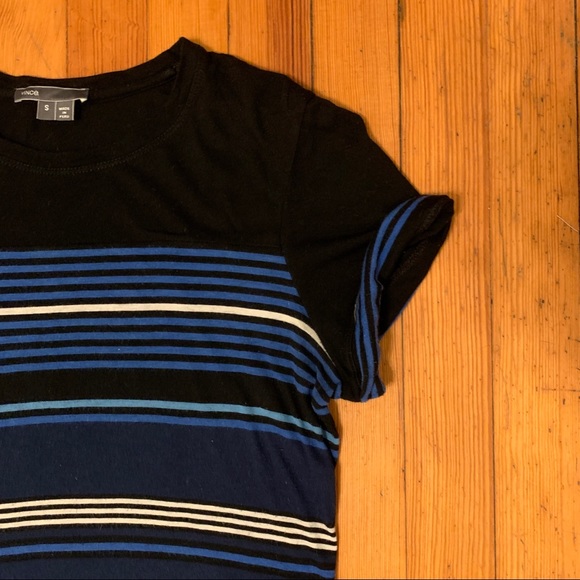 Vince Mixed Stripe Pima Cotton Blend Tee - Picture 3 of 7